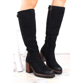 Vinceza W JAN258 bottes à talons hauts et plateforme en daim, noir le noir 11