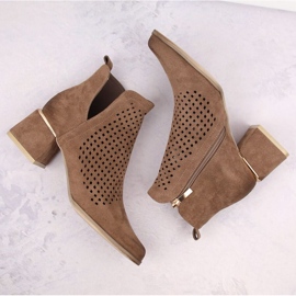 Bottines à talons hauts en daim Potocki W WOL213B, marron brun 14