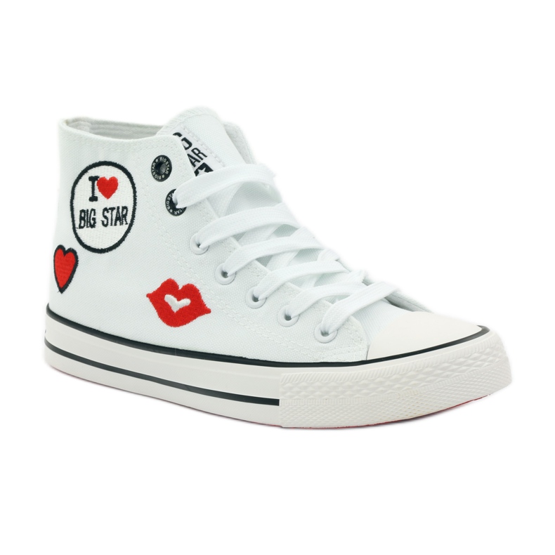 Baskets nouées Big star 274017 blanc rouge 1