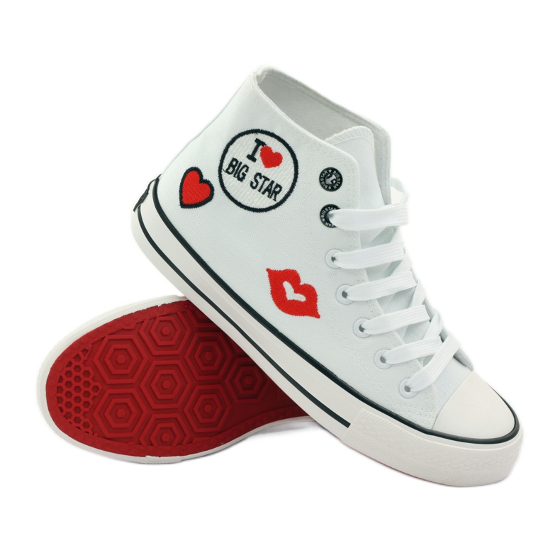 Baskets nouées Big star 274017 blanc rouge 3