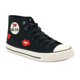 Baskets nouées Big star 274014 blanc noir rouge 1