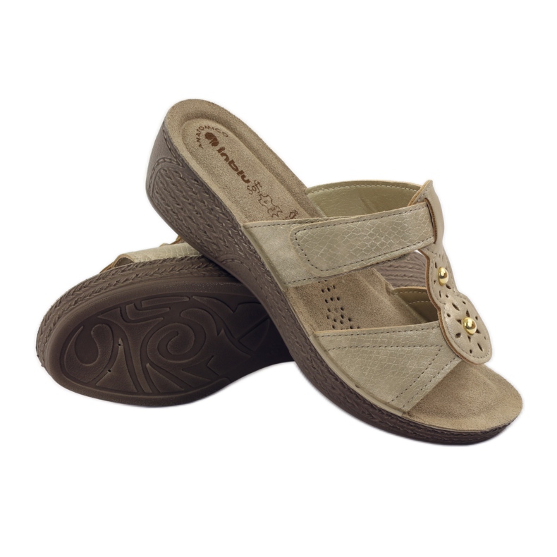 Chaussons velcro dorés Inblu GL086 jaune brun 3