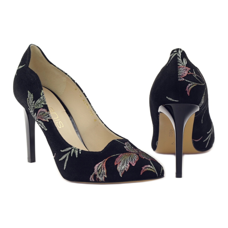 Anis Escarpins Broderie Épingle 4566 noir le noir 3