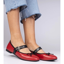 Ballerinas pour femmes rouges avec un arc 1