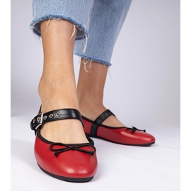 Ballerinas pour femmes rouges avec un arc 2