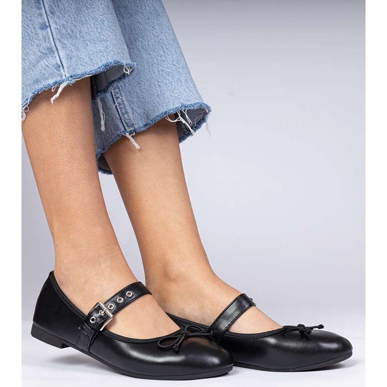 Ballerinas pour femmes noires avec un arc le noir 1