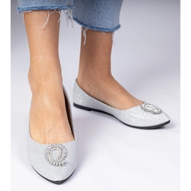 Ballerines de paillettes argentées avec des zircons 3