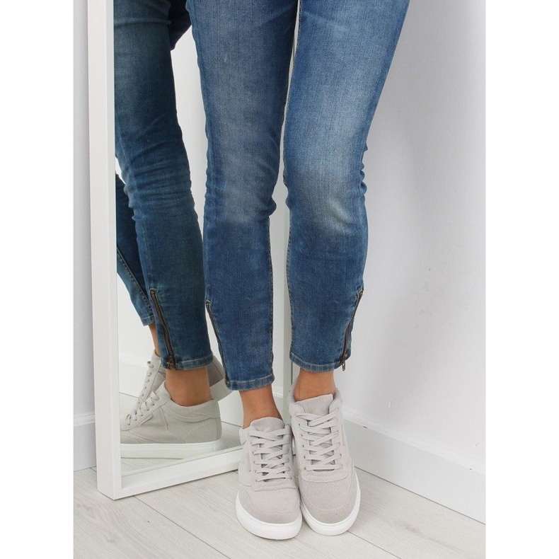 Baskets femme en daim gris LT.GRAY 1