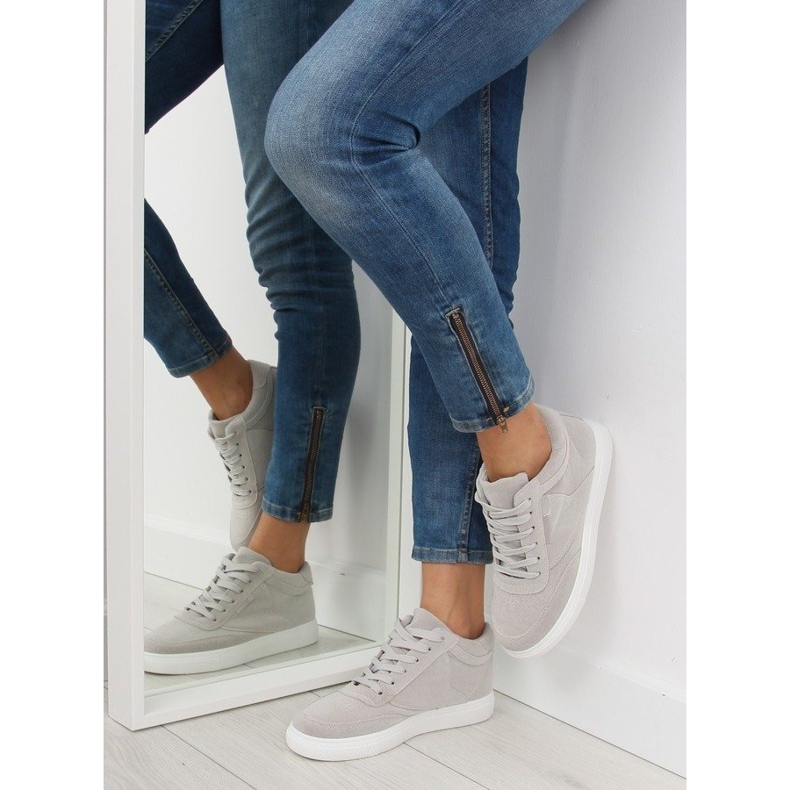 Baskets femme en daim gris LT.GRAY 2