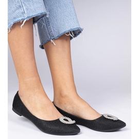Ballerines de paillettes noires avec zircons le noir 1