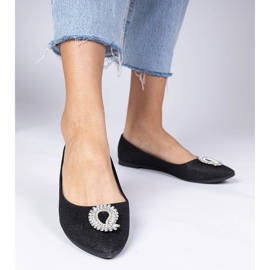 Ballerines de paillettes noires avec zircons le noir 2