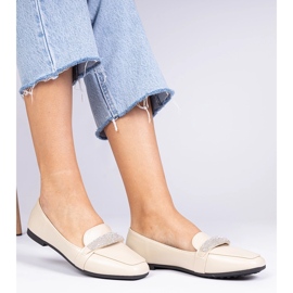 Mocassins pour femmes beige avec zircons 2 Mocassins pour femmes beige avec zircons 2