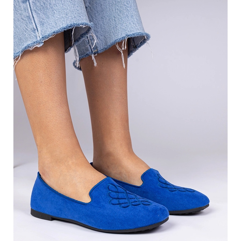 Écosam et ballerines de broderie des femmes bleues 1
