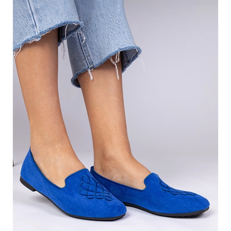 Écosam et ballerines de broderie des femmes bleues 2