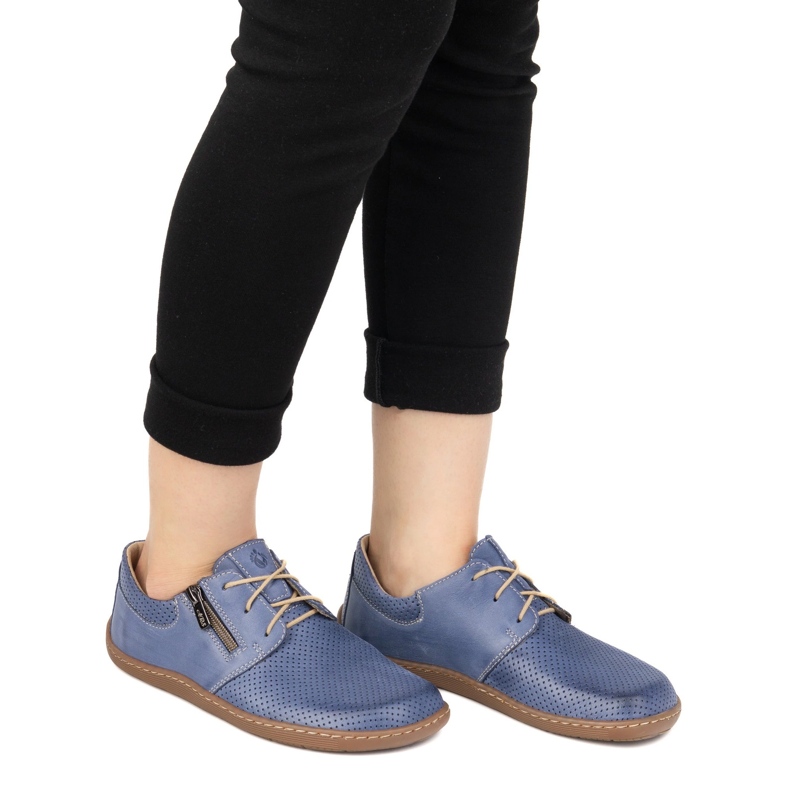 Olivier Chaussures en cuir minimaliste pour femmes pieds nus 1244 bleu marine perforé 1 Olivier Chaussures en cuir minimaliste pour femmes pieds nus 1244 bleu marine perforé 1