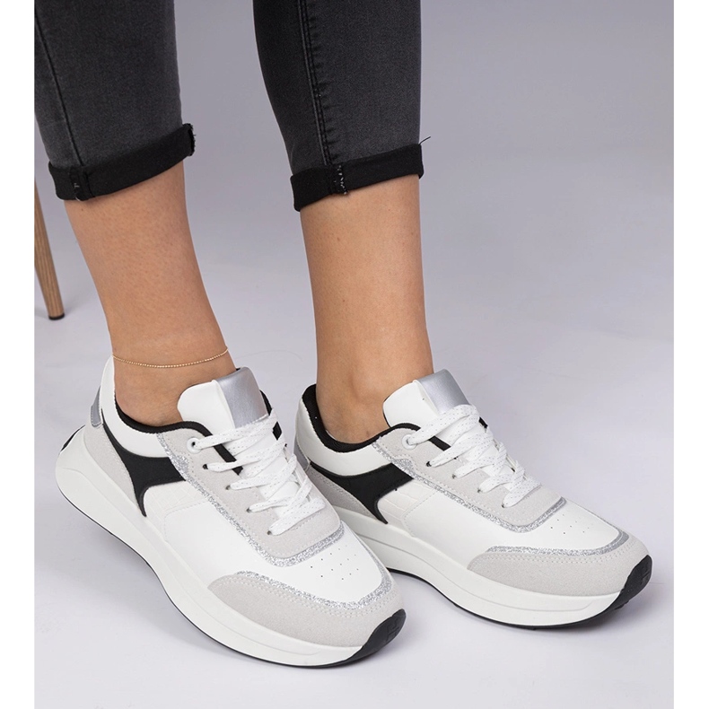 Baskets femme blanches à paillettes 1