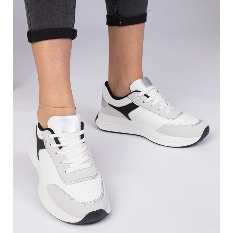 Baskets femme blanches à paillettes 2