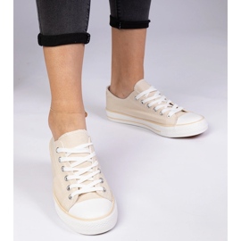Baskets féminines classiques brunes beige 1