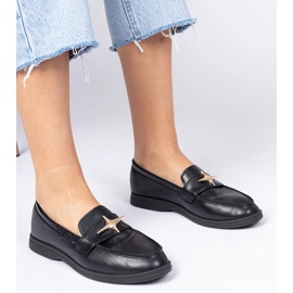 Mocassins noirs pour femmes avec décoration dorée le noir 1