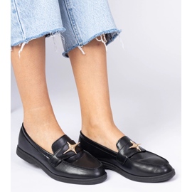 Mocassins noirs pour femmes avec décoration dorée le noir 2