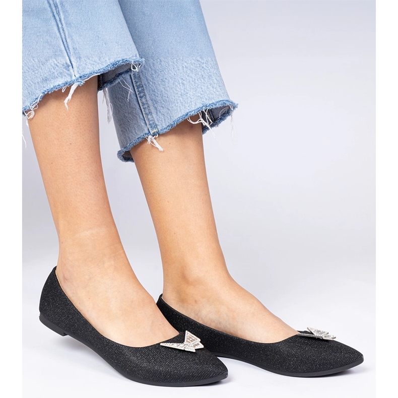Ballerines paillettes noires avec un papillon le noir 1