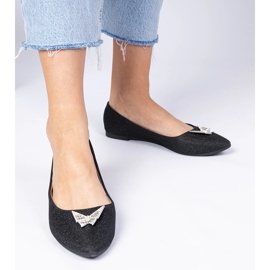 Ballerines paillettes noires avec un papillon 2