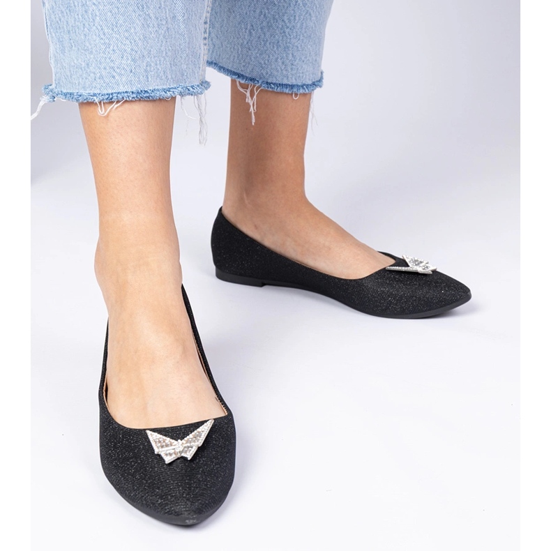 Ballerines paillettes noires avec un papillon le noir 2