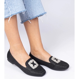 Mocassins de paillettes noires avec zircons 2
