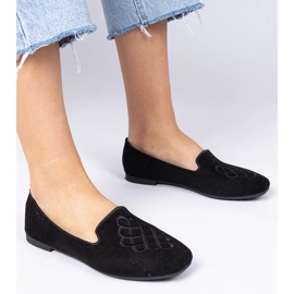 Ballerines Ekozamszowe pour femmes noires avec broderie le noir 1 Ballerines Ekozamszowe pour femmes noires avec broderie le noir 1