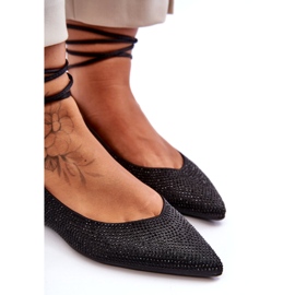 Ballerines féminines décorées de strass noires 3