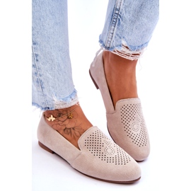 S.Barski Les mocassins féminins de beige en cuir en daim 4 S.Barski Les mocassins féminins de beige en cuir en daim 4