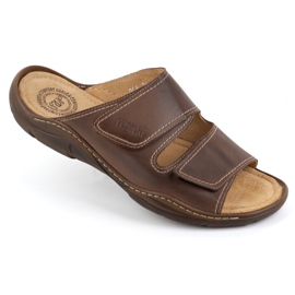 Olivier Les tongs en cuir masculin classiques 0048 marron brun 1