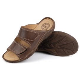Olivier Les tongs en cuir masculin classiques 0048 marron brun 2