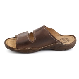 Olivier Les tongs en cuir masculin classiques 0048 marron brun 3