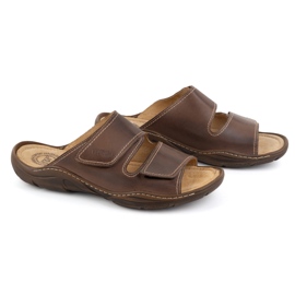 Olivier Les tongs en cuir masculin classiques 0048 marron brun 4