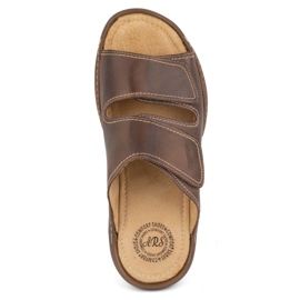 Olivier Les tongs en cuir masculin classiques 0048 marron brun 5