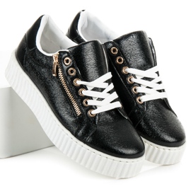 Baskets à lacets sur la plateforme le noir 1