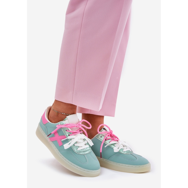 Chaussures de sport féminines basses avec imprimé léopard-rose à la menthe 1