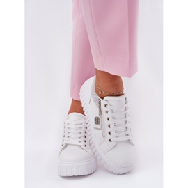 Chaussures de sport pour femmes sur plate-forme avec blanc en cuir écologique blanche 2