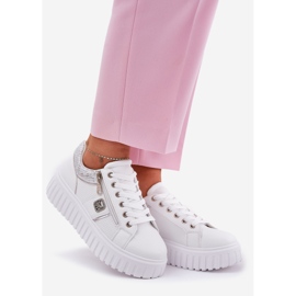 Chaussures de sport pour femmes sur plate-forme avec blanc en cuir écologique blanche 1