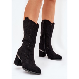 S.Barski Bottes ouvertes Cowboy à moitié mollet S. Barski Hy51-238 Black noir 2