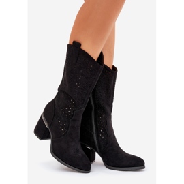 S.Barski Bottes ouvertes Cowboy à moitié mollet S. Barski Hy51-238 Black le noir 1