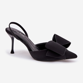 Talons hauts avec des talons nus et un arc noir le noir 4