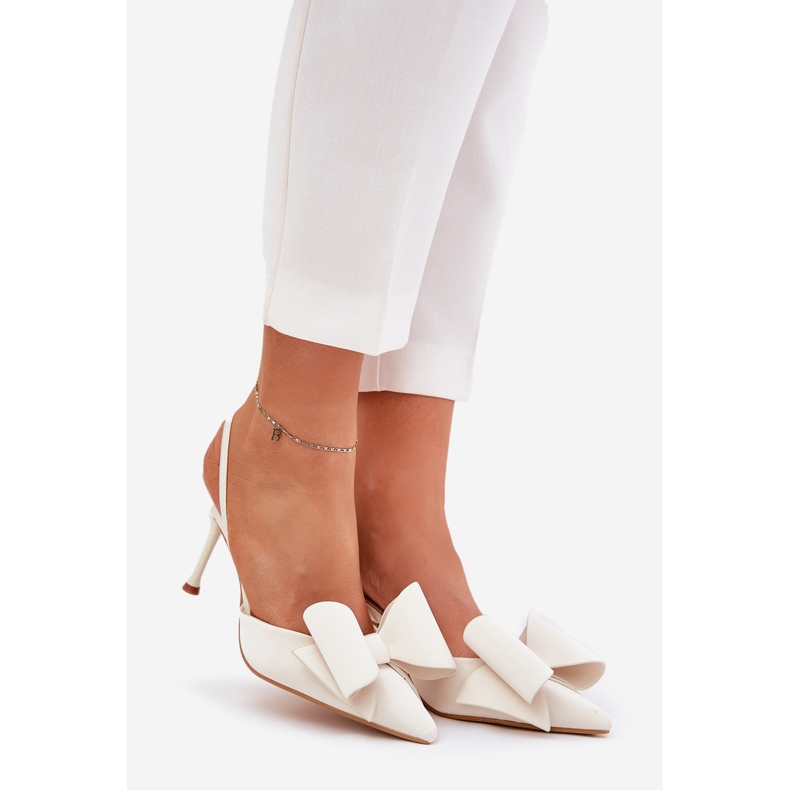 Talons hauts et arc ecru blanche 1
