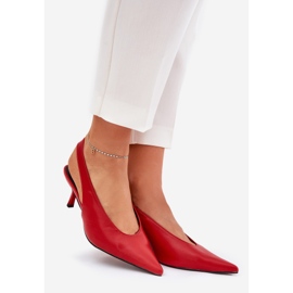 Talons hauts avec un talon en cuir écologique en plein air rouge 1