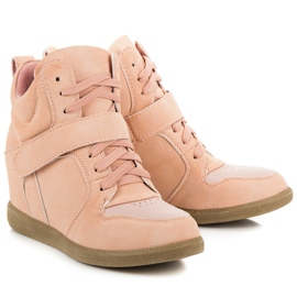 Baskets compensées confortables rose 4