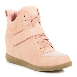 Baskets compensées confortables rose 1