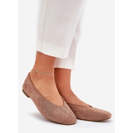 Ballerines classiques avec éco en daim khaki beige 1