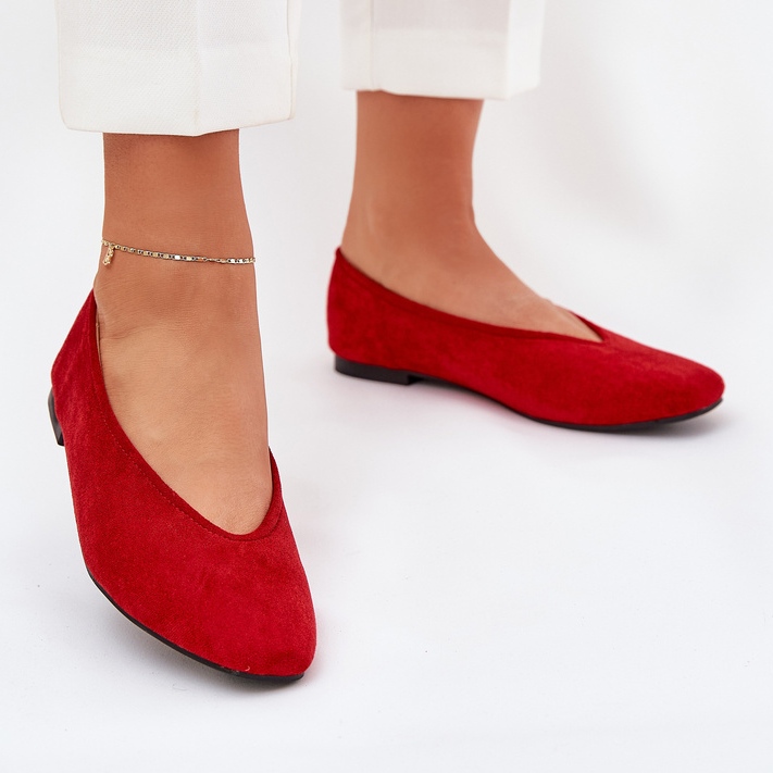 Ballerines classiques avec éco daim rouge 2