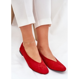 Ballerines classiques avec éco daim rouge 7
